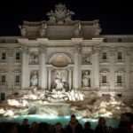 Marriage application in Rome Trevi Fountain Evening