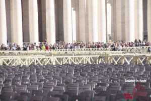 St. Peter's square with chairs for the Papal audience and security check in the background