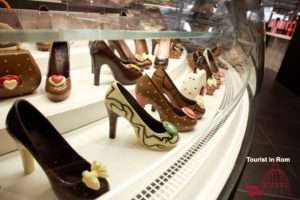 Shoes made of chocolate in the La Rinascente Tritone