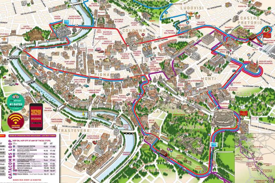 Rome Italy Hop On Hop Off Bus Route Map