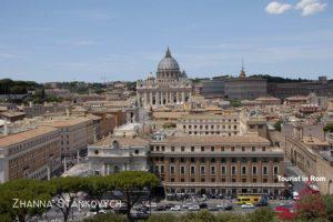 View from Castel Sant'Angelo to St. Peter's Basilica