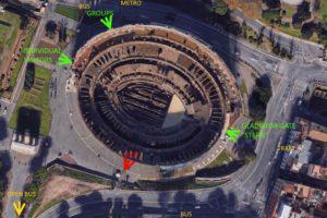 Colosseum entrances satellite photo