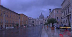Rain in Rome at Saint Peter's Square