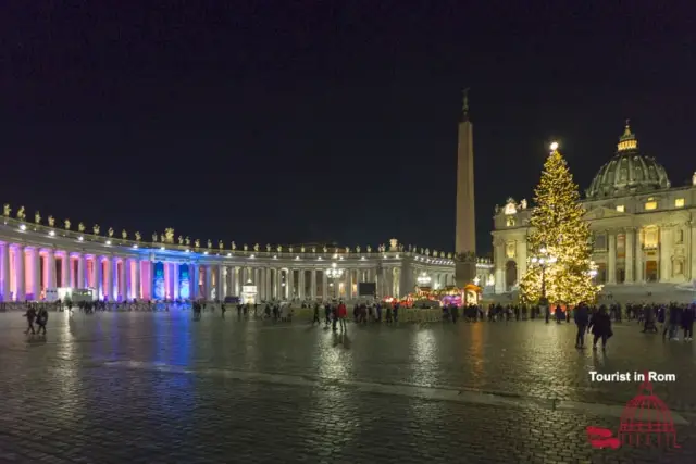 St. Peter's Square Nativity 2021 and columns of Bernini