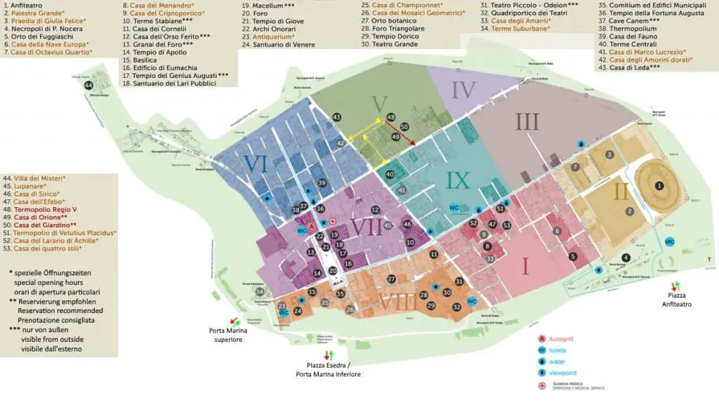 Scavi di Pompei Mappa 2022