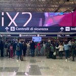 Rom Fiumicino T1 Eingang zur Sicherheitskontrolle