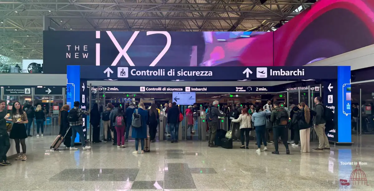 Rome Fiumicino T1 entrance to the security checkpoint