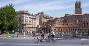 Cyclists at via fori imperiale rome