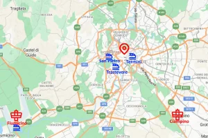 Mappa degli aeroporti di Roma Mappa degli aeroporti di Roma